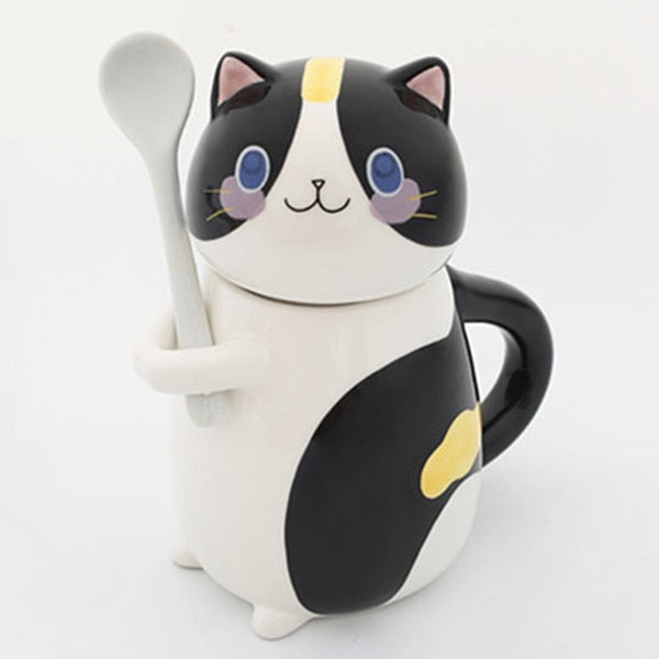 Cute Cat Porcelain Coffee Cup Set