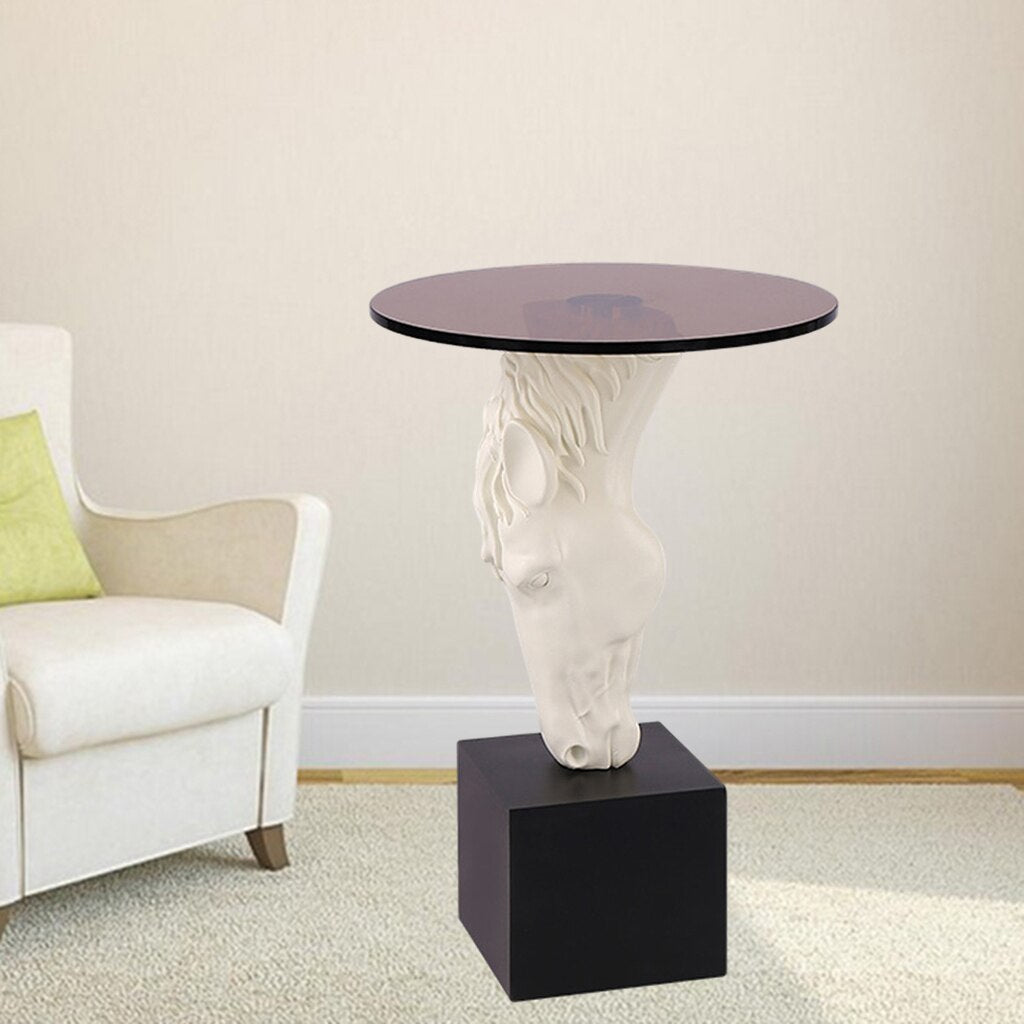 Rustic Wooden Horse Decor Table