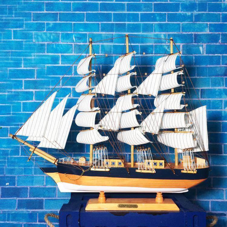 Classic Handcrafted Wooden Sailboat Decoration