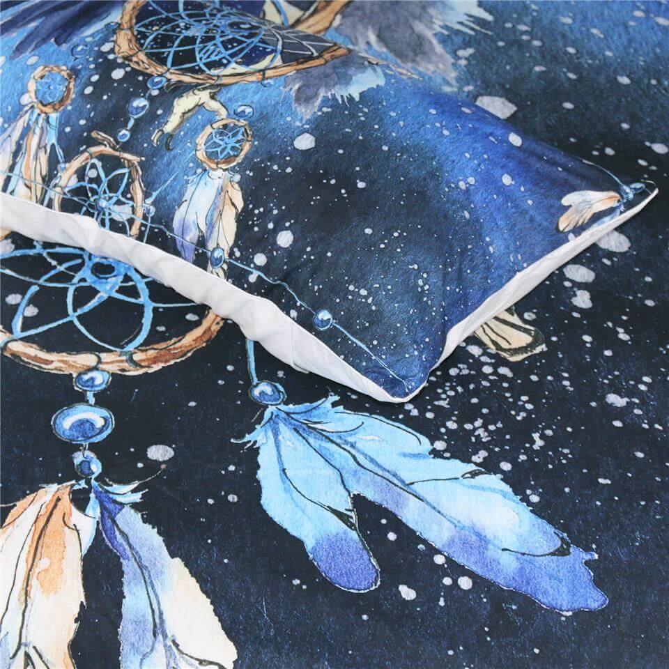 Beautiful Blue Feather Pattern Bedding Set