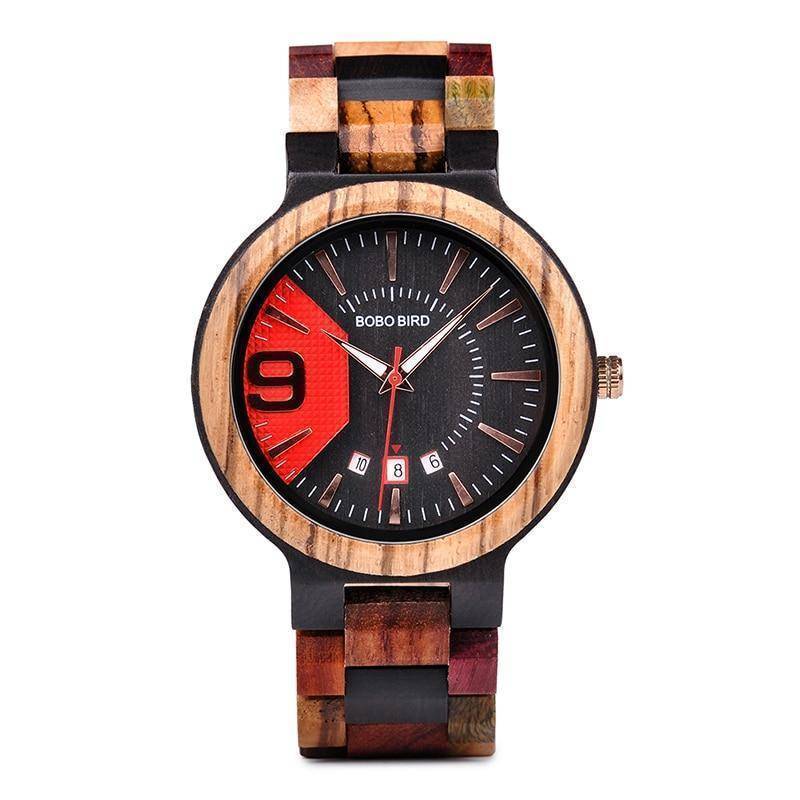 Vintage Wooden Men's Watch with Date Gift Box