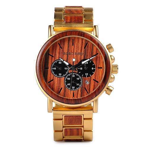 Classic Brown Leather Quartz Watch with Glow Hands