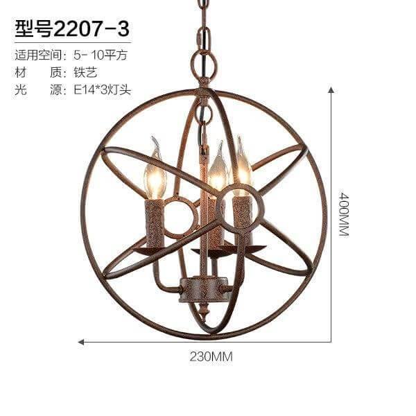 Circular Iron Bird Cage Pendant Light Fixture