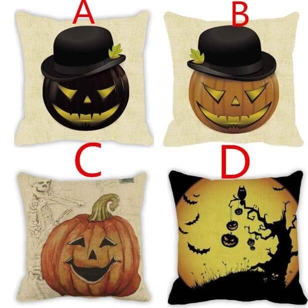 Spooky Orange Halloween Decor Pillow Covers
