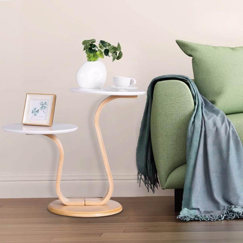 Stylish Wooden Side Table with Sleek Metal Base - Luxicro