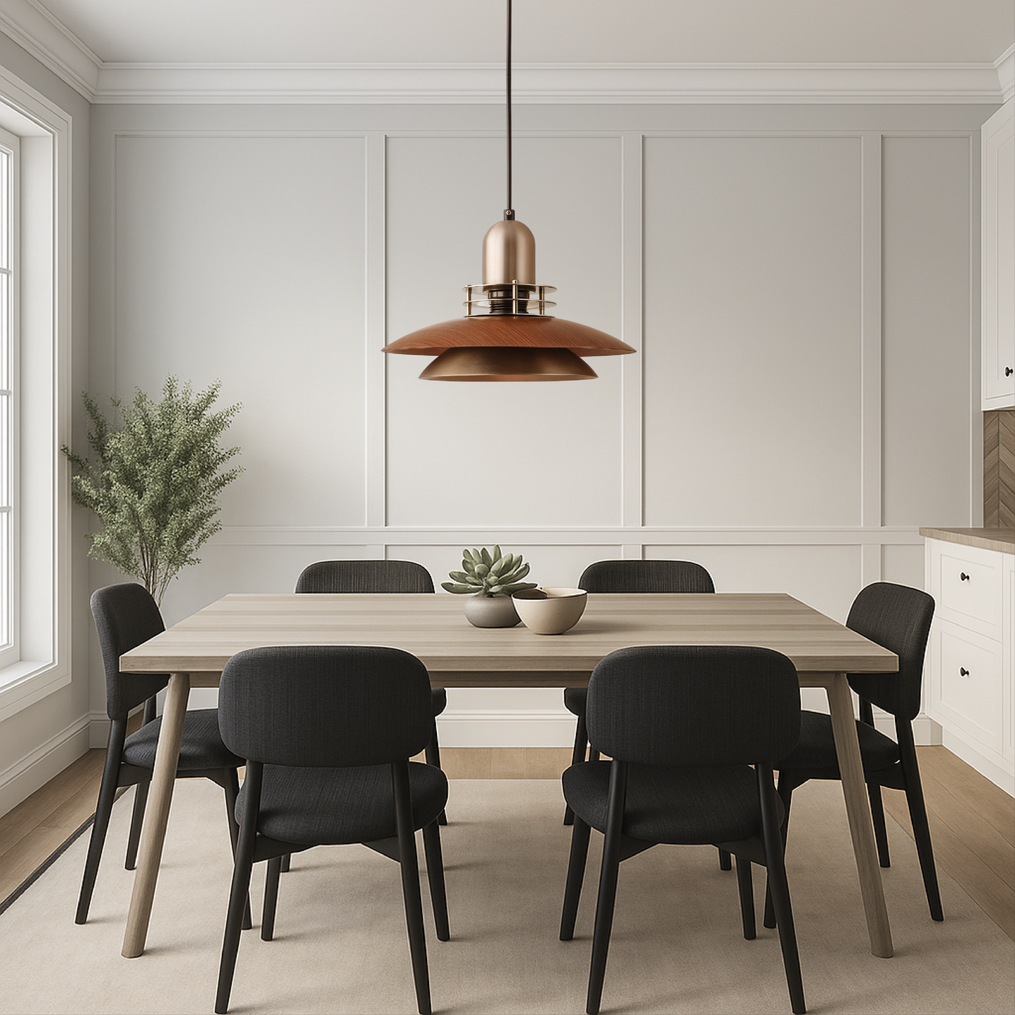 Brown Wooden Hanging Light For Dining Room - Luxicro