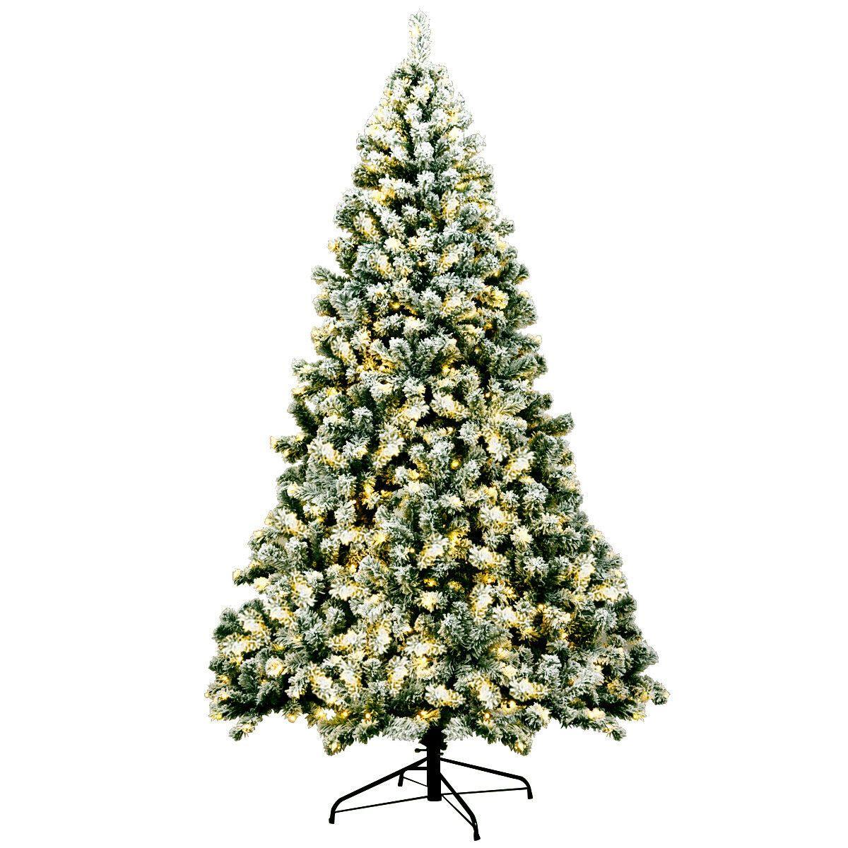 7.5Ft Tall Deluxe Pre-Lit Snowy Artificial Christmas Tree 550 Lights - Luxicro