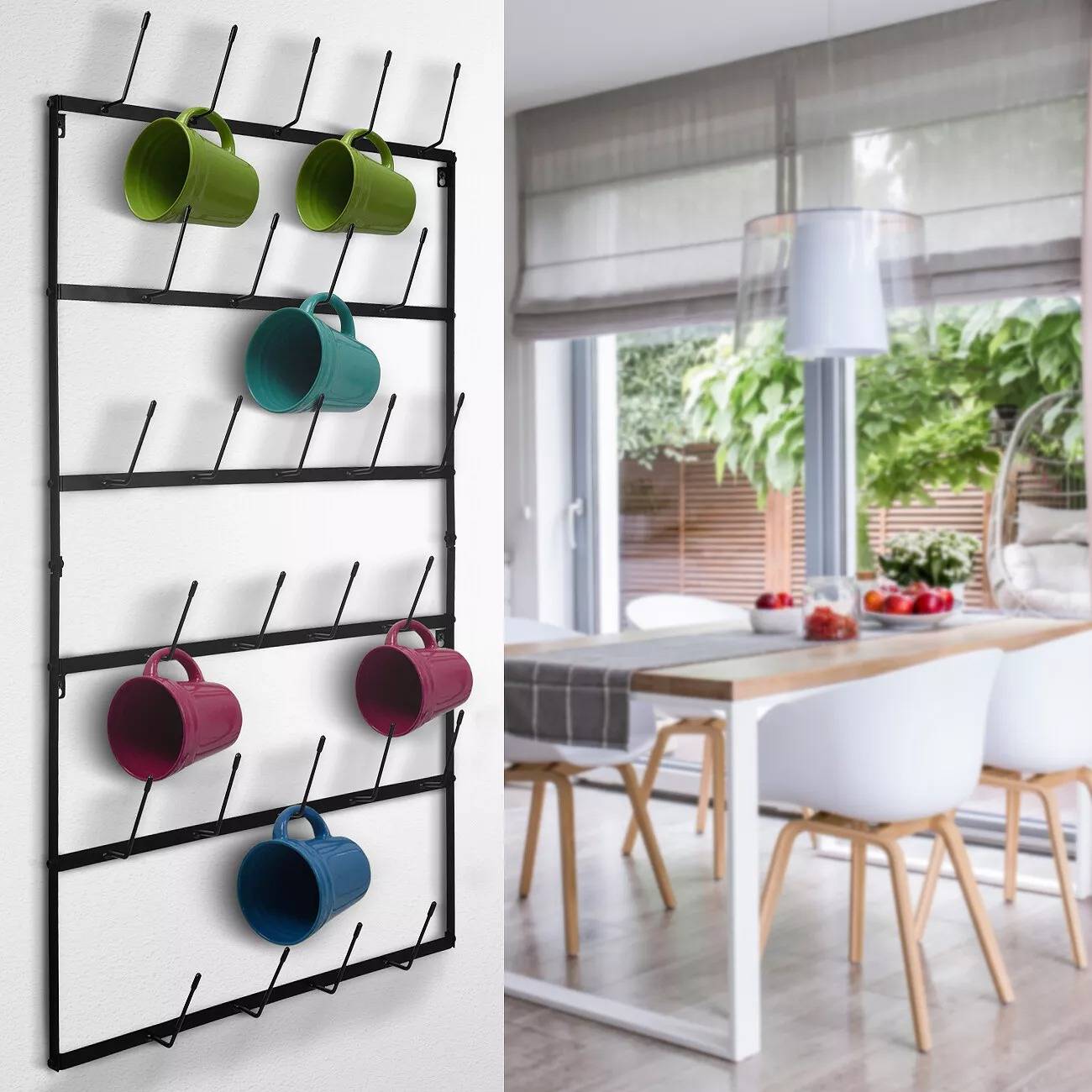 Space Saving Wall Mount Coffee Cup Rack - Luxicro