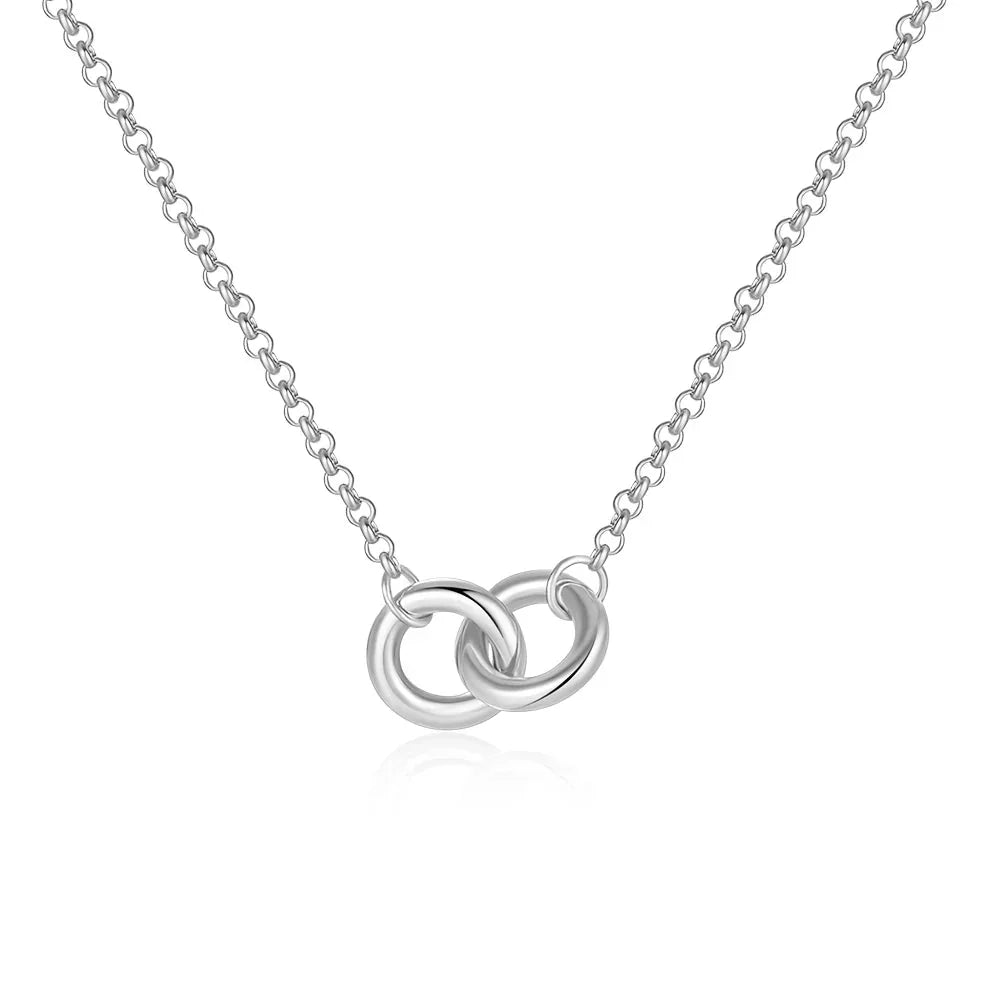Elegant Double Silver Locked Chain Necklace
