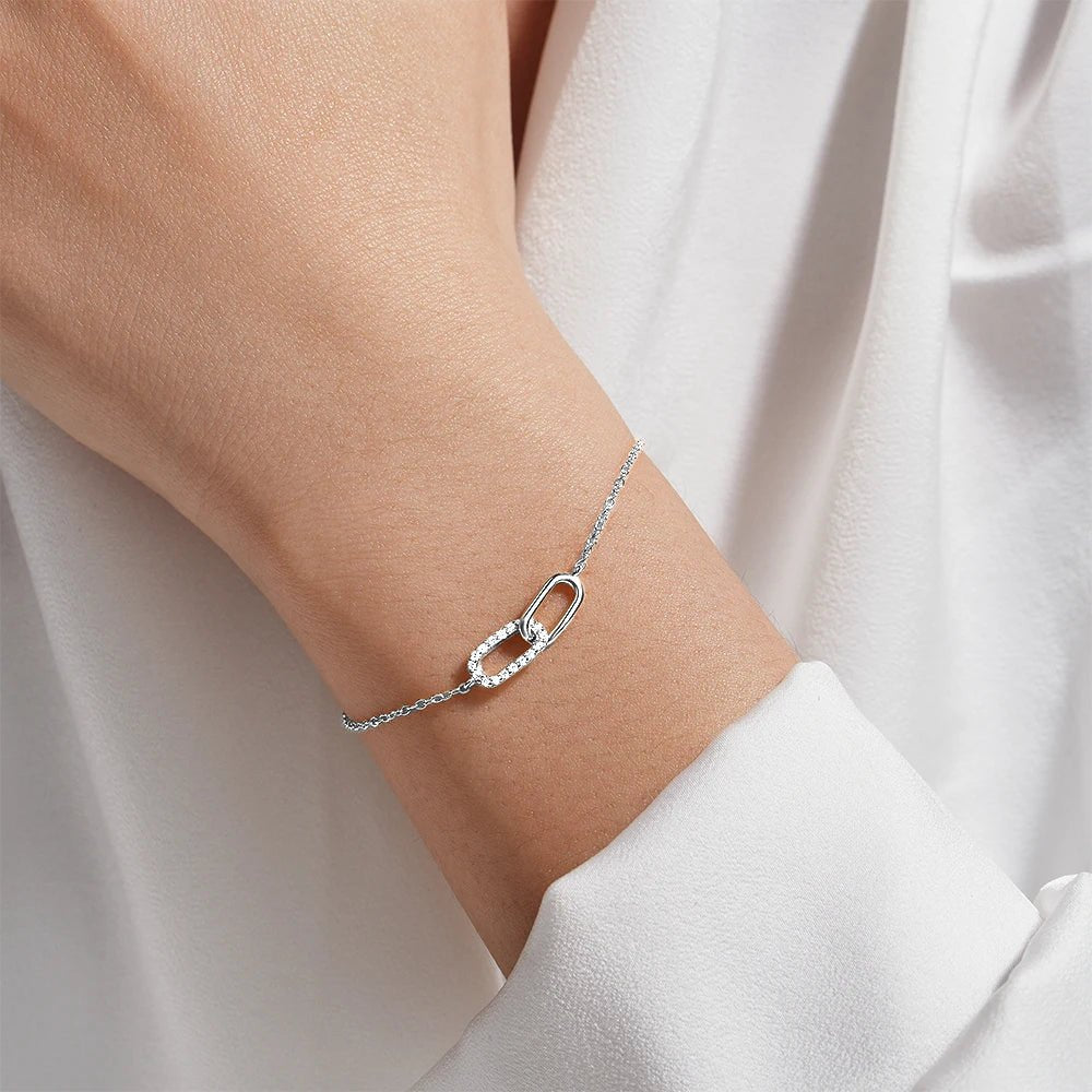 Elegant Silver Diamond Chain Bracelet