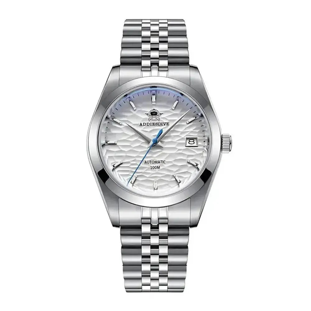 Classic 39mm Automatic Patterned Face Watch - Leather Strap