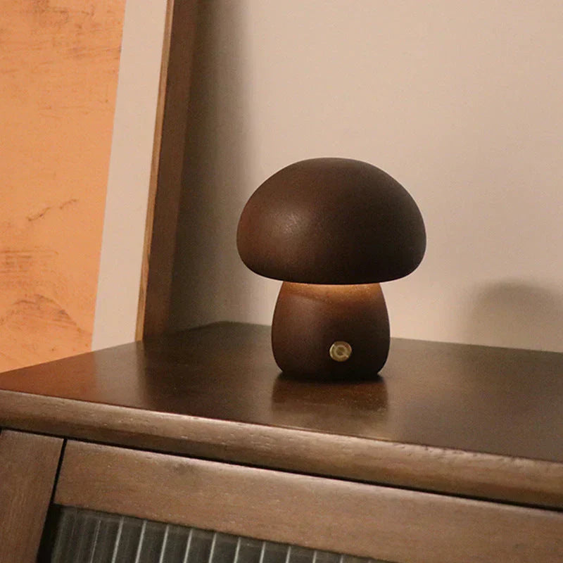 Wooden Mushroom LED Table Lamp