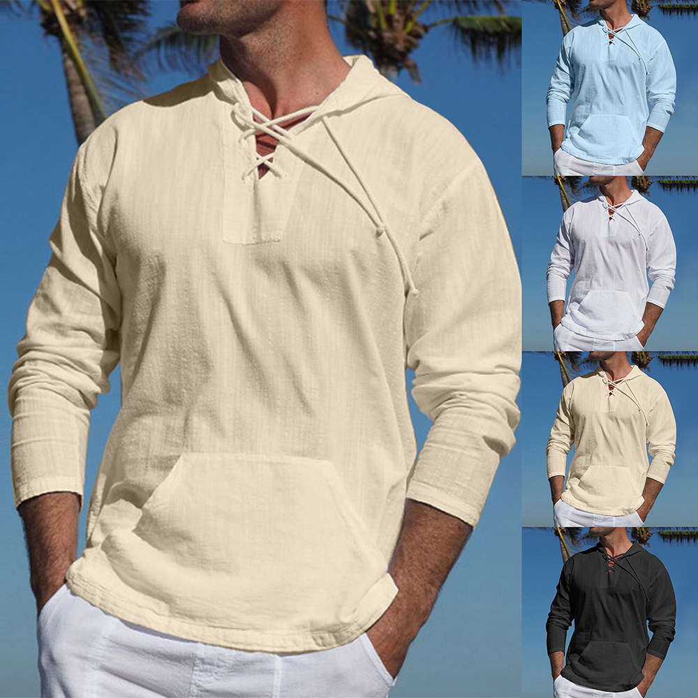 Breathable Relaxed Fit Men's Pullover - V Neck Linen Shirt - Luxicro