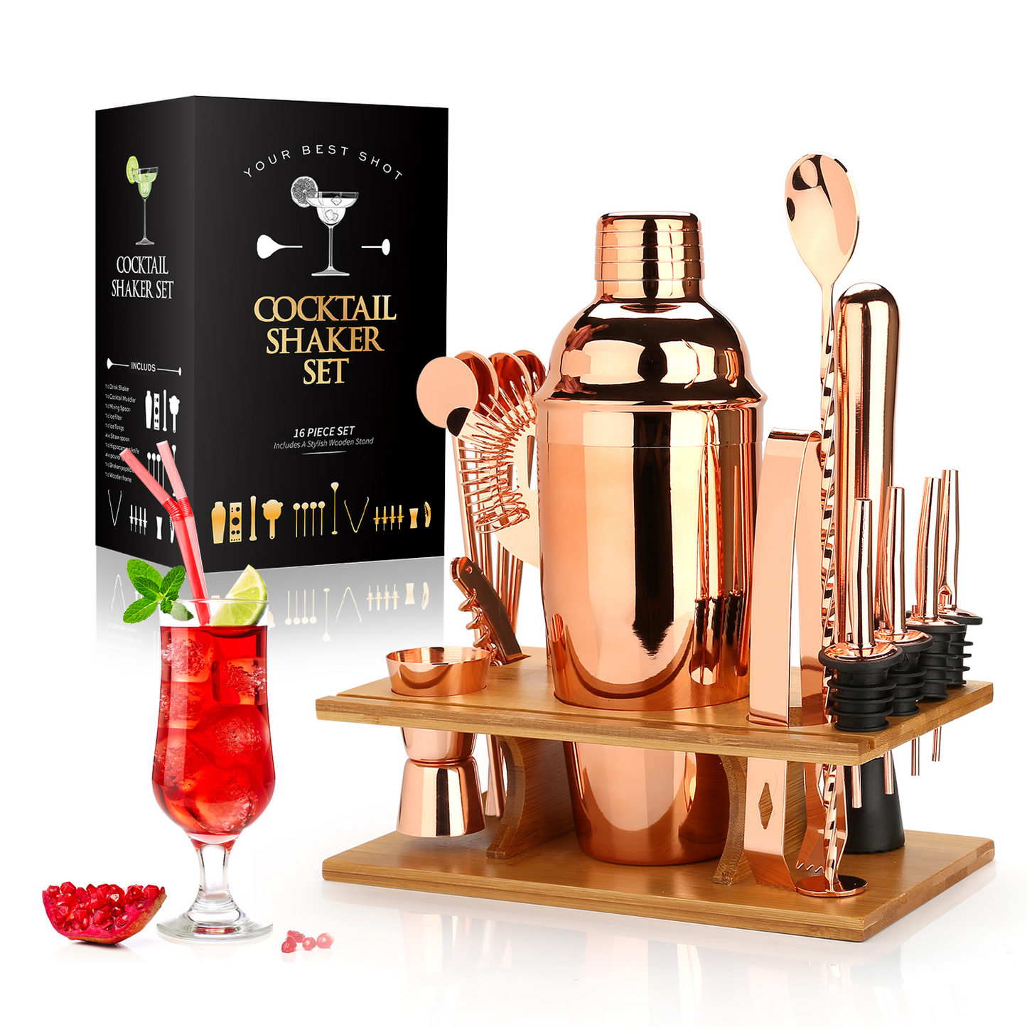 Premium Bar Essentials Kit - Home Cocktail Mixer Set