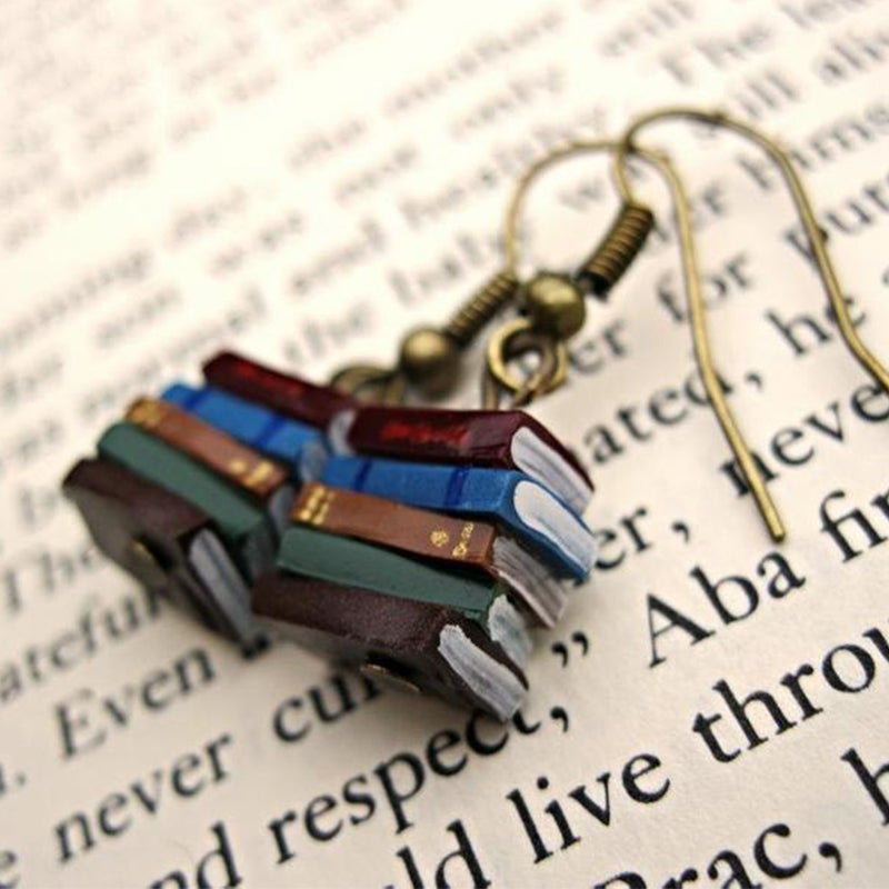 Book Shaped Dangle Earrings