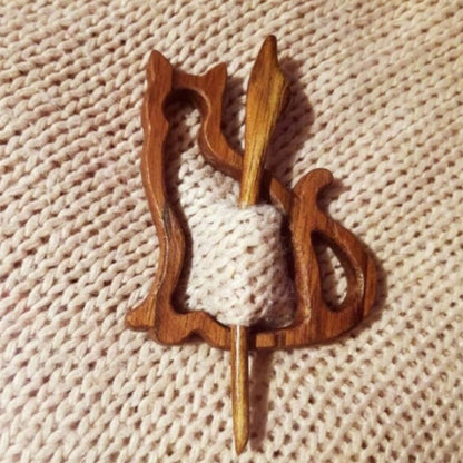 Adorable Wood Animal Brooch Pin