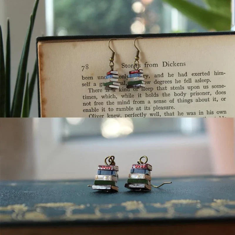 Book Shaped Dangle Earrings