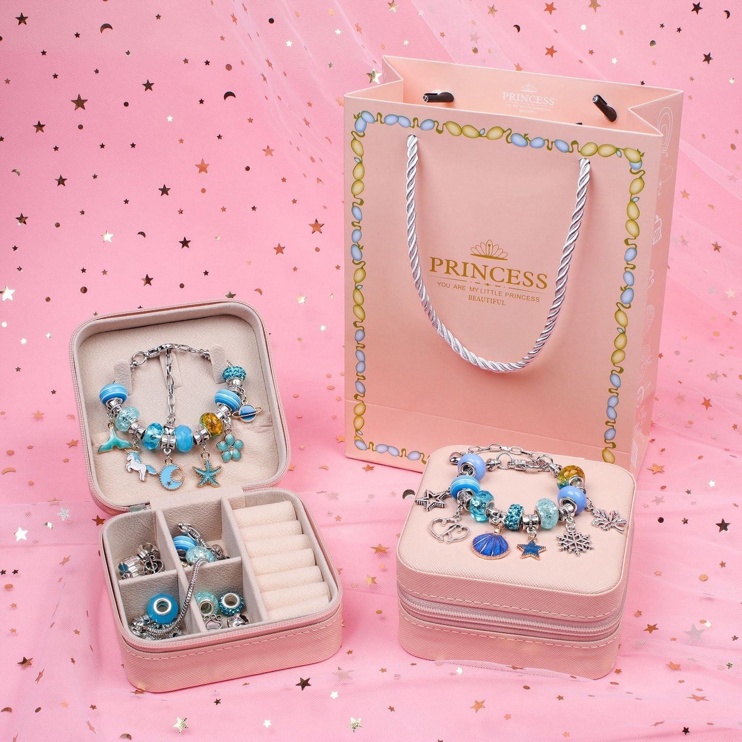 Fun Bead Jewelry Making Kit For Kids With Sparkly Gems