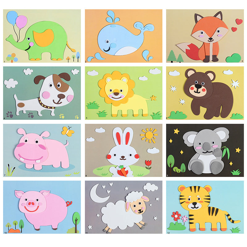 Colorful Easy 3D Animal Sticker Set