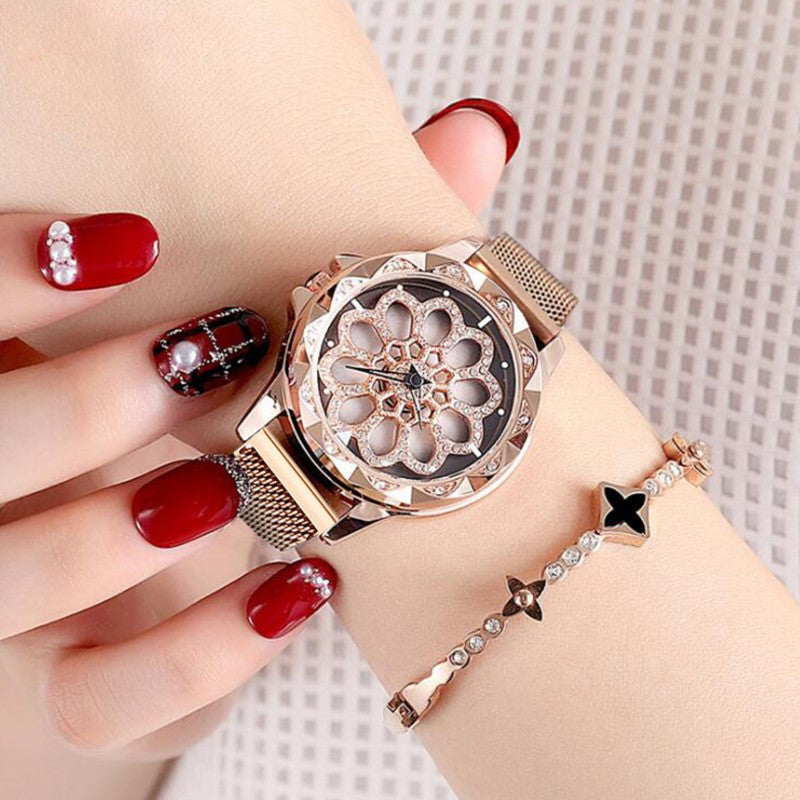 Stylish Women's Watch with Rotating Dial and Waterproof Strap - Luxicro