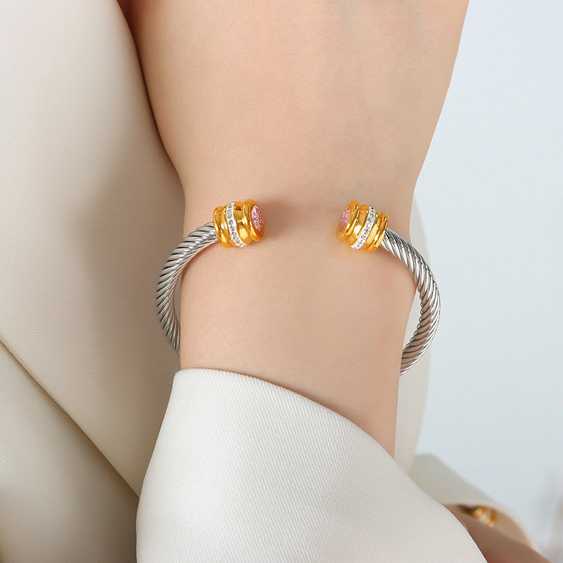 Personalized Gemstone Twist Cuff Bangle