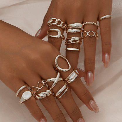 Fashionable 16 Piece Ring Set with Sizes
