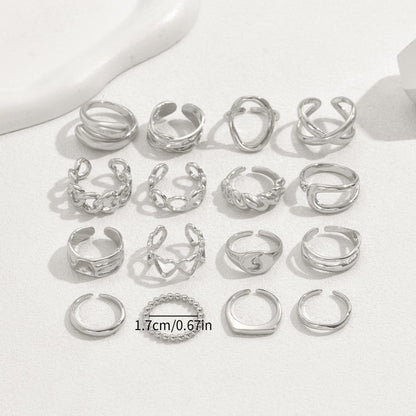Fashionable 16 Piece Ring Set with Sizes