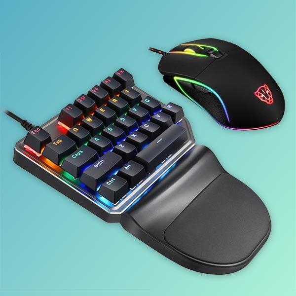 Compact One Hand Gaming Keyboard and LED Mouse Set - Luxicro