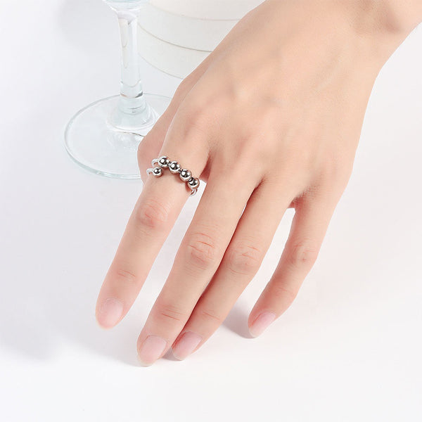 Comforting Stress Relief Silver Bead Ring