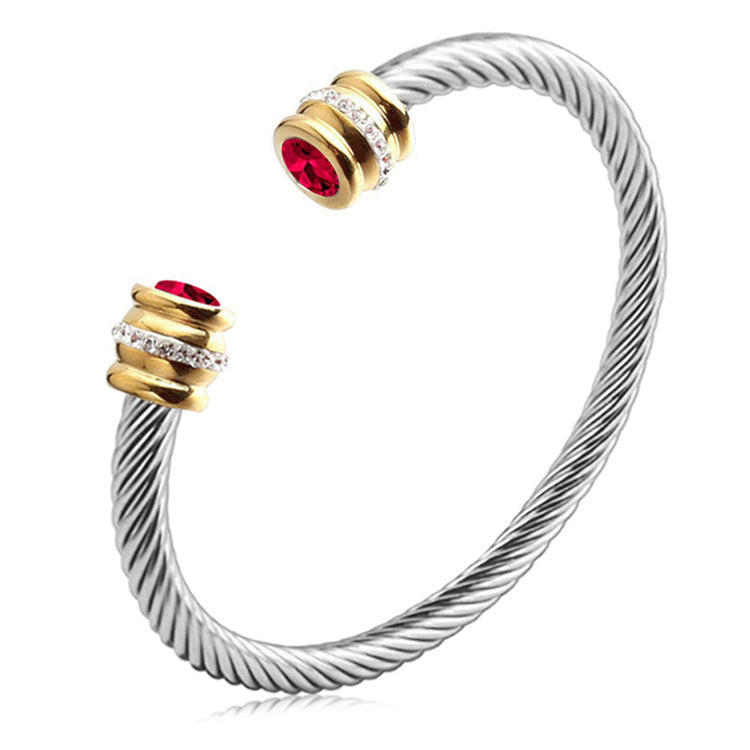 Personalized Gemstone Twist Cuff Bangle - Luxicro