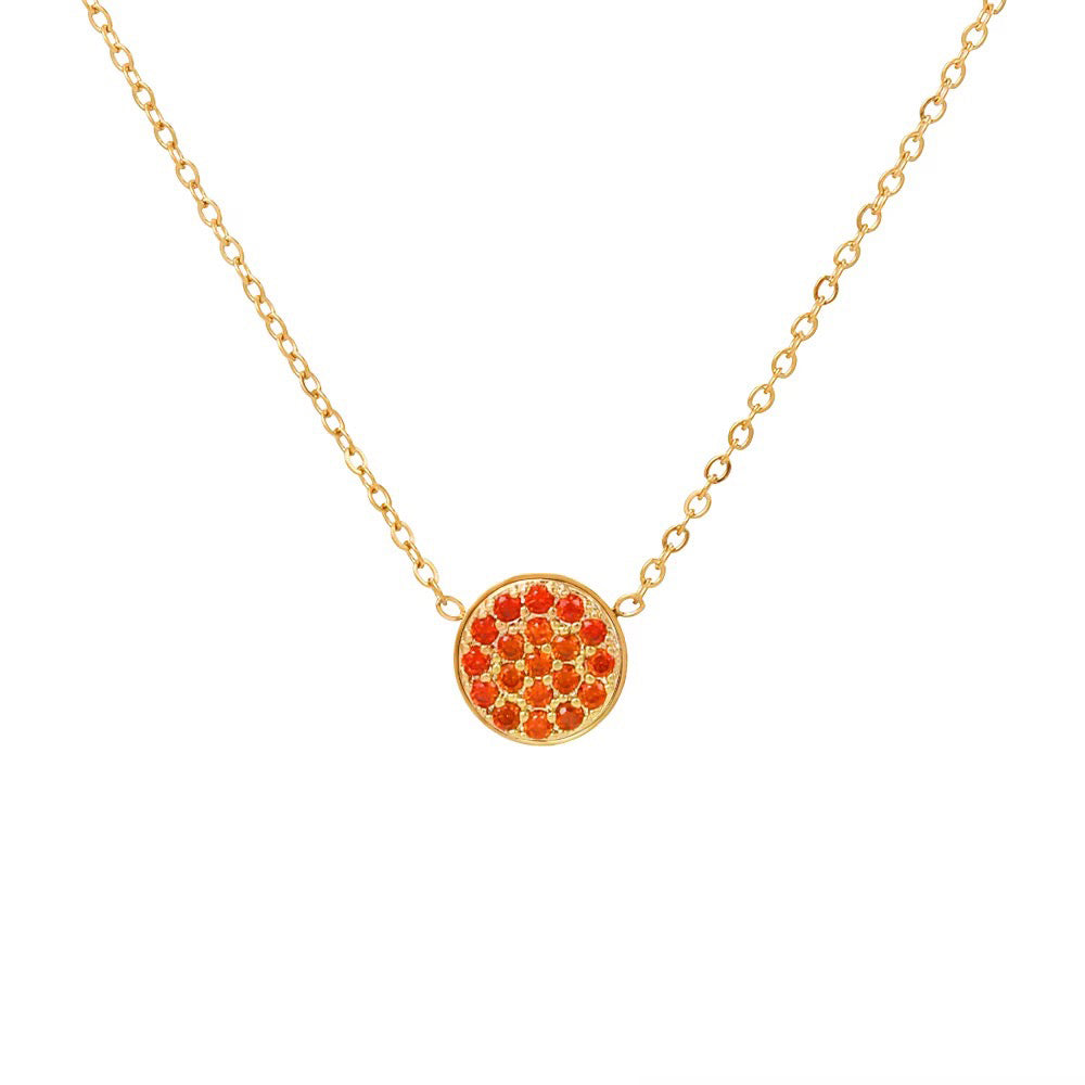 Sparkling Birthstone Circle Pendant Necklace