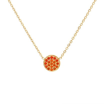 Sparkling Birthstone Circle Pendant Necklace
