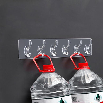 Clear 6 Hook Overdoor Storage Organizer