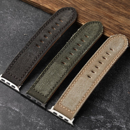 Authentic Leather Strap Canvas Watch Band