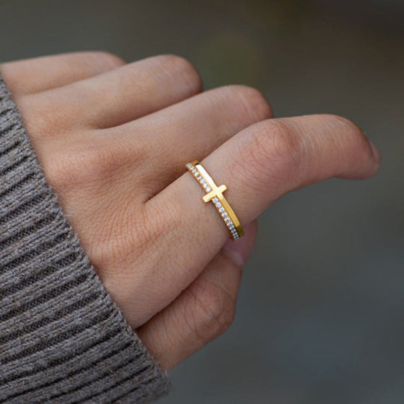 Trendy Motivational Cross Ring - Luxicro