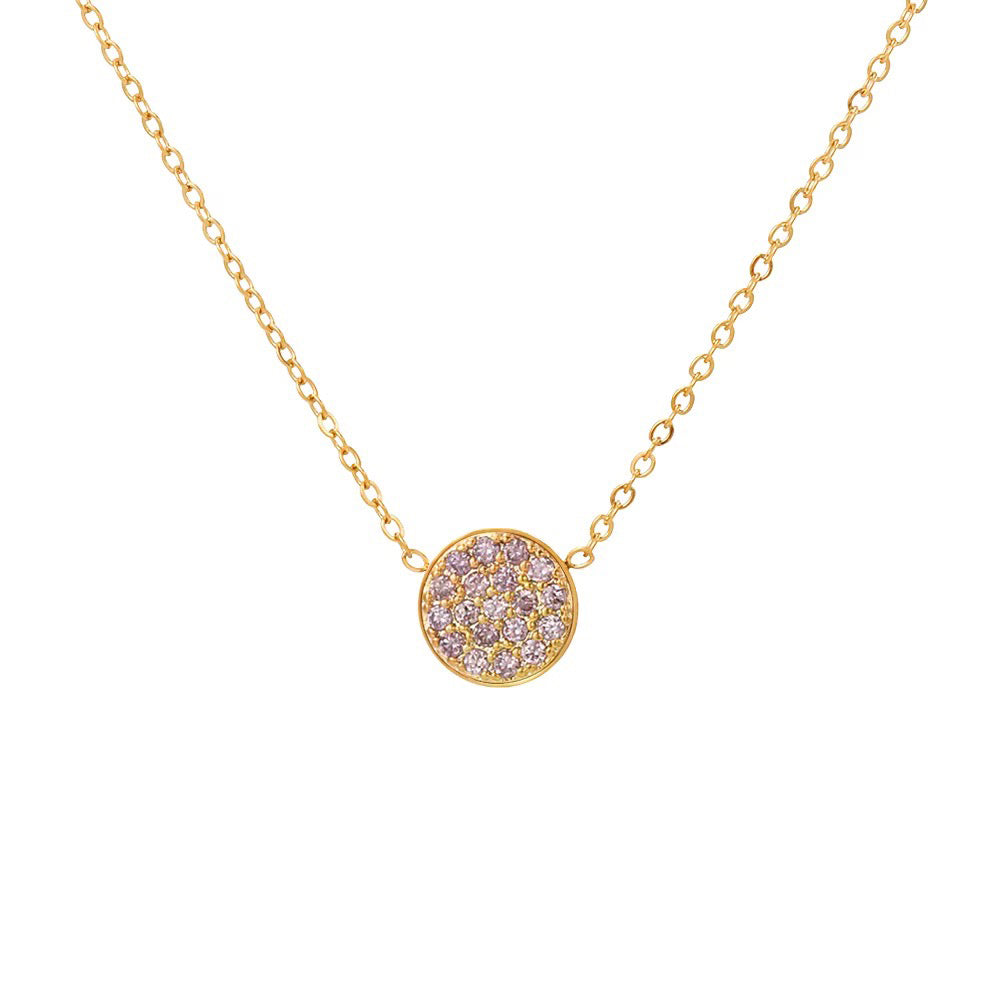 Sparkling Birthstone Circle Pendant Necklace