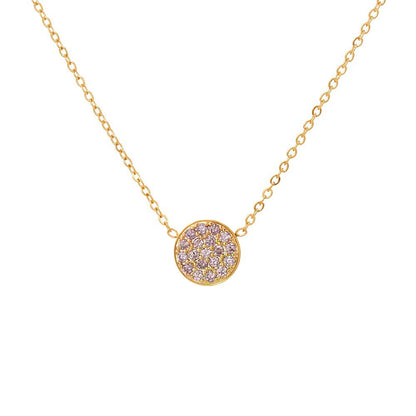 Sparkling Birthstone Circle Pendant Necklace