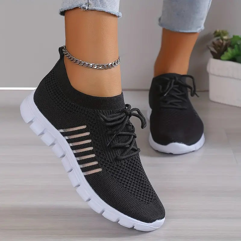 Breathable Mesh Lace-Up Sports Running Sneakers