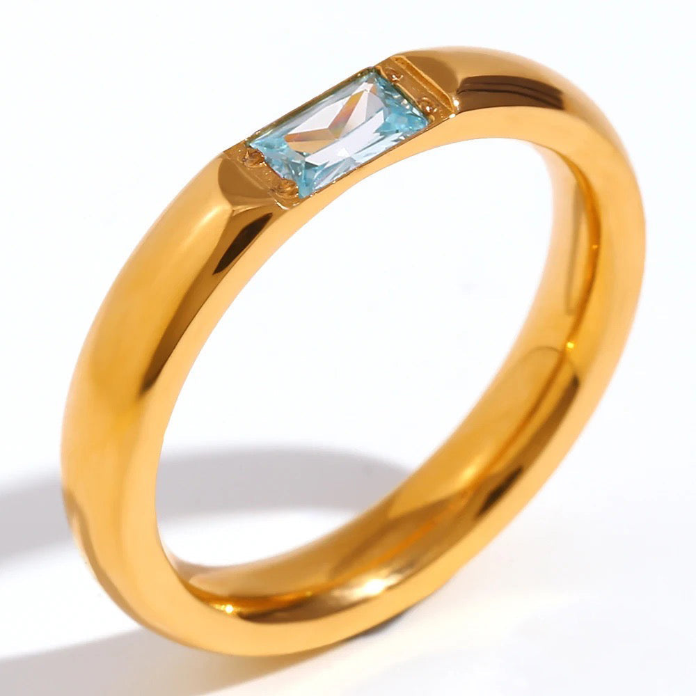 High End 18k Gold Gemstone Baguette Ring