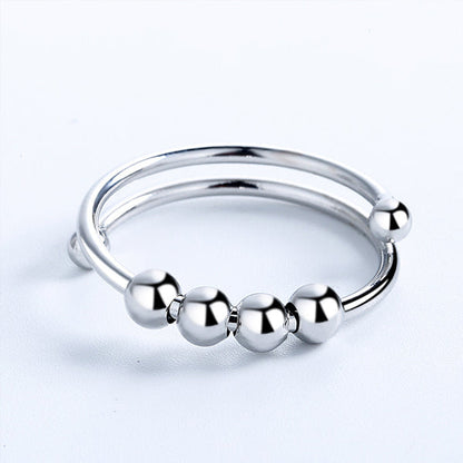 Comforting Stress Relief Silver Bead Ring