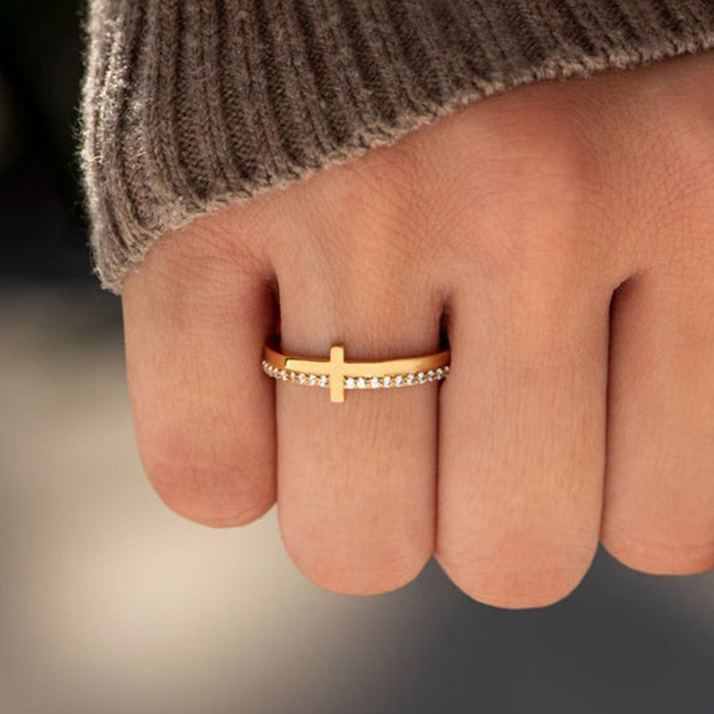 Trendy Motivational Cross Ring