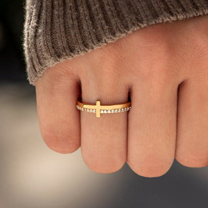 Trendy Motivational Cross Ring