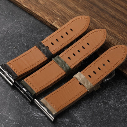 Authentic Leather Strap Canvas Watch Band