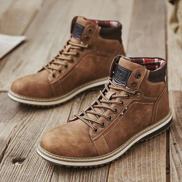 Timeless Tan Leather Strap Ankle Boots - Luxicro