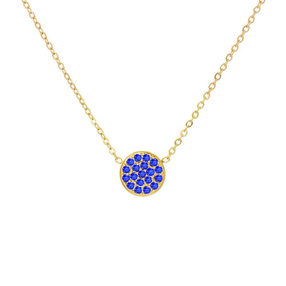 Sparkling Birthstone Circle Pendant Necklace