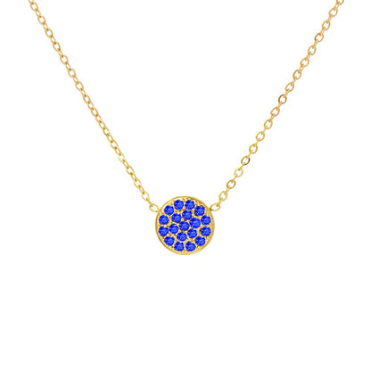 Sparkling Birthstone Circle Pendant Necklace