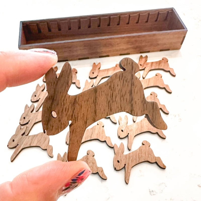 Wooden Bunny Sewing Thread Holder 16 Piece Set