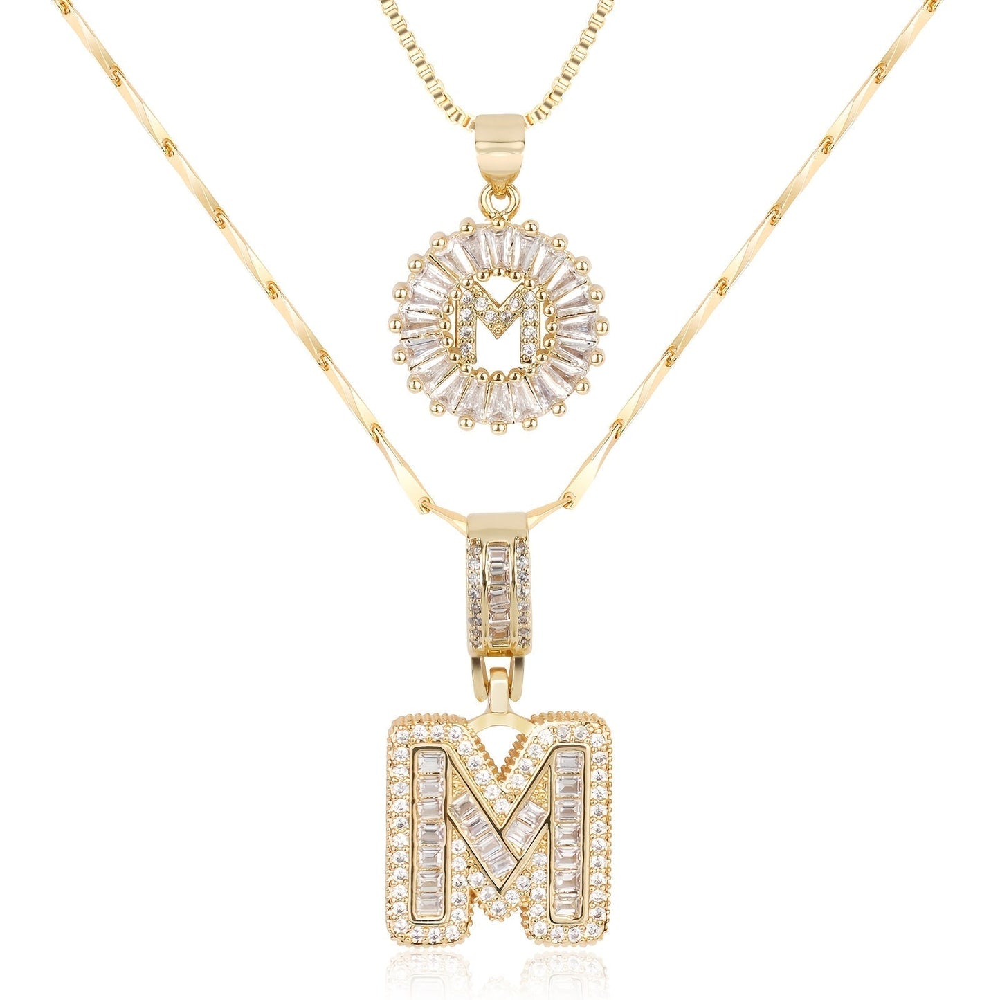 Custom 14k Gold Letter Diamond Necklaces
