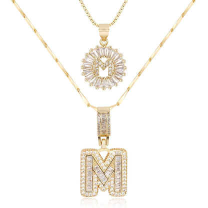 Custom 14k Gold Letter Diamond Necklaces
