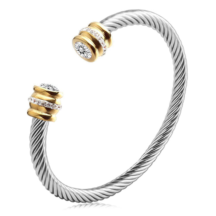 Personalized Gemstone Twist Cuff Bangle